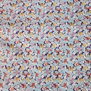 Floral Pattern Fabric in Blue and Yellow